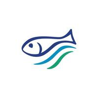 pescado y agua ola logo - unificando elemento para pesca, marítimo, río industrias, y similar negocios vector