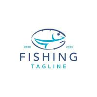 Fish Logo with Fishing Rod and Water Waves - Unifying Elements for Fisheries, Maritime, River Industries, and Beyond. vector