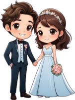 ai généré dessin animé mariage couple, mariage clipart, mariage clipart, mariage clipart png