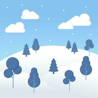Simple winter illustration, vector background with winter snow theme, flat design style vector illustration