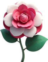 AI generated a pink rose with green leaves on a transparent background png