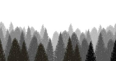 Vector Seamless Monochrome Forest Background Illustration With Text Space. Horizontally Repeatable.