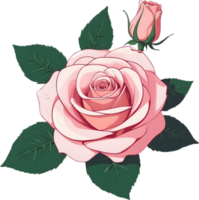 AI generated pink rose clipart, png