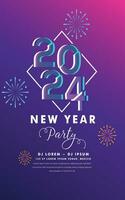 new year poster template dynamic shiny curves fireworks vector