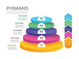 Pyramid chart infographic template elegant circle layers 3d vector