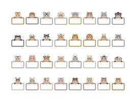 Big Set of Various Cute Animal Holding a Blank Banner, Good for Memo Templates, Planners, To-Do List Book, Note, Notebook, Paper Cards, Greeting Cards, Notes, and Stickers vector