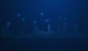 A Business candle stick graph chart of stock market investment trading on blue background. Bullish point, up trend of graph, vector, illustration vector