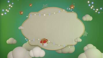 3D green background Christmas or natal with minimalist whiteboard, suitable for product promotion sale video