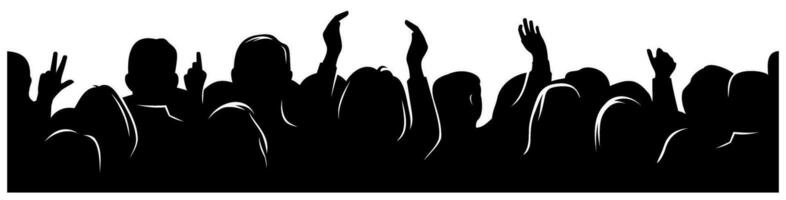 Silhouette of crowd people on a concert, music show, sport arena. vector