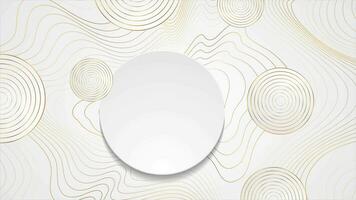 Golden curved waves and circles abstract video animation