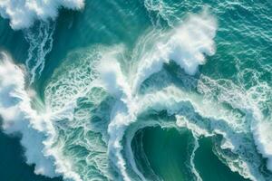 AI generated Top view foamy water waves at the ocean. Pro Photo