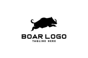 wild boar illustration logo in silhouette style vector