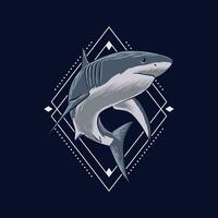 Vector illustration of a shark with geometric combination