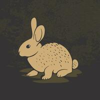 Vector illustration of a brown rabbit in vintage style