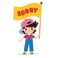 Cartoon Little Kid Saying Sorry vector