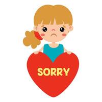 Cartoon Little Kid Saying Sorry vector