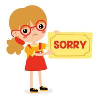 Cartoon Little Kid Saying Sorry vector