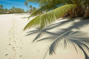 AI generated Palm fronds on sandy beach. Pro Photo