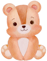 Watercolor Brown Color Teddy Bear Sitting png