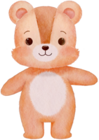 Watercolor Brown Color Teddy Bear Standing png