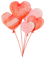 acquerello rosa e rosso cuore palloncini png