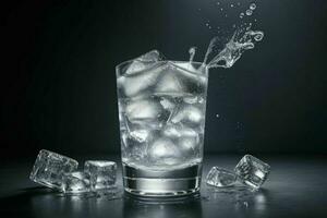 AI generated Gin tonic splash with ice cubes. Pro Photo