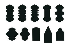 arquitectónico tipo de arcos formas y formularios tradicional occidental y islámico cultura diseño. arco, puerta y ventana diseño grande recopilación. vector silueta aislado en blanco antecedentes