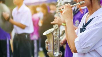 Music instrument is being played by hands photo