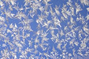 Ice on a window blue white photo