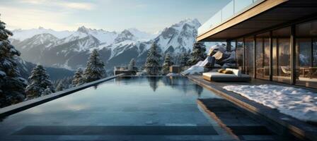 AI generated the lux villa alpine view photo