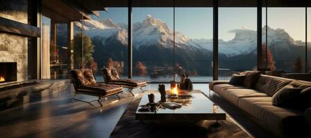 AI generated the lux villa alpine view photo