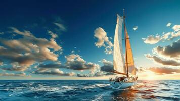 AI generated sailing sailboat in the ocean photo