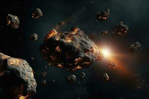 AI Generated abstract asteroid and bright stars forming the background of the vast universe.by Generative AI. photo