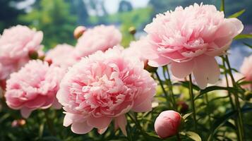 AI generated beautiful peony on nature photo