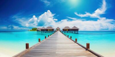 AI generated Amazing panorama landscape of Maldives beach photo