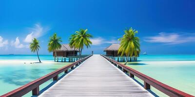 AI generated Amazing panorama landscape of Maldives beach photo