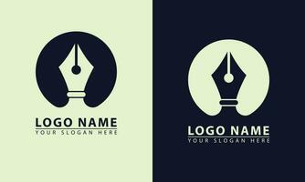 Black pen logo icon isolated. Pencil vector illustration. Sign of creativity. Creative idea symbol.