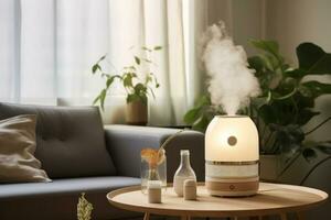 AI generated humidifier steamer in living room photo