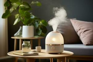 AI generated humidifier steamer in living room photo