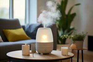 ai generado humidificador buque de vapor en vivo habitación foto