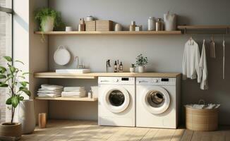 AI generated how to make a laundry room for maximum efficiency without washing multiple loads of photo