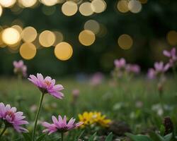 ai generado flores floración en el Mañana foto