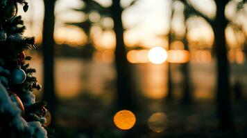 ai generado Navidad árbol con Copiar espacio. noche bokeh antecedentes foto