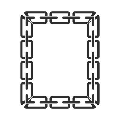 Chain frame of rectangular shape, Metal links repeat endlessly, Vector illustration isolated