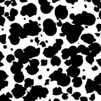 Black and white spotted animal print of Dalmatian or cow. Vector background with animal print. Texture spots and dots of different shapes