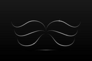 Silver butterfly linear wavy abstract on a black background. Angel wings. Vector graphics