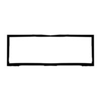 Grunge rectangular frame stamp. Ink empty black box. Rectangular border. Vector illustration isolated on white background