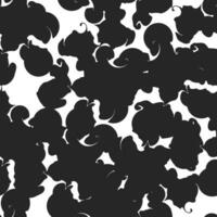 Black and white spotted animal print of Dalmatian or cow. Vector background with animal print. Texture spots and dots of different shapes