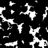 Black and white spotted animal print of Dalmatian or cow. Vector background with animal print. Texture spots and dots of different shapes
