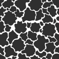 Black and white spotted animal print of Dalmatian or cow. Vector background with animal print. Texture spots and dots of different shapes